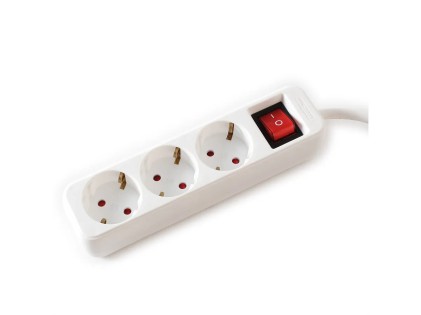 Value Power Strip, 3X, With Switch, White, 3M, Shuko