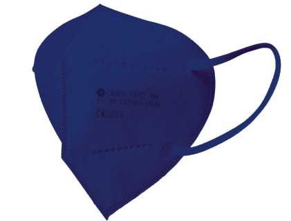 Maschere Health Group FFP2 NR Clip nasale regolabile, omologate CE 0161 CAT III, UNE-EN 149:2001+A1:2009 FFP2, colore blu scuro
