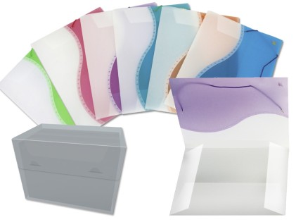 Bismark Confezione da 6 Cartelle con Patta in Polipropilene Bicolore - Formato A4+ - Chiusura in Gomma - Colori Assortiti