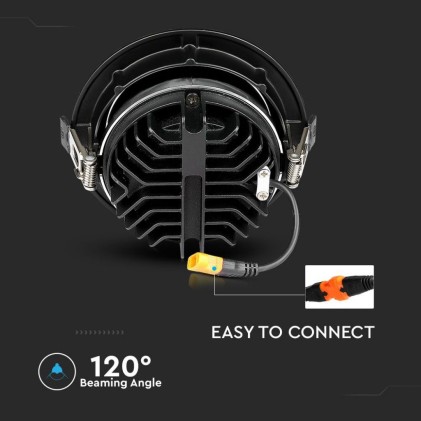 V-TAC PRO Faretto LED Chip Samsung da Incasso Rotondo LED COB 30W Riflettore Orientabile Colore Nero 6400K