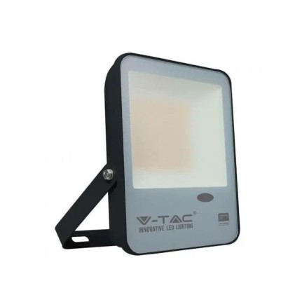V-TAC PRO Faro LED Chip Samsung 50W 100LM/W con Sensore Crepuscolare Colore Nero 6500K IP65