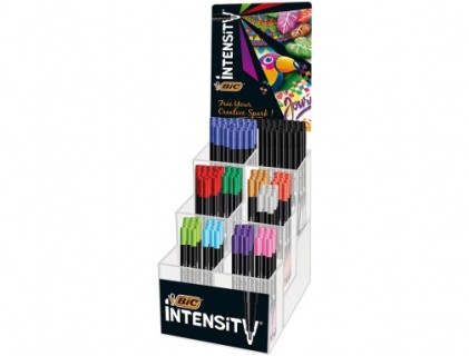 Bic Intensity Fine espositore da 192 Pennarelli - Punta Fine 0,8mm - Linea 0,4mm - Colori Assortiti