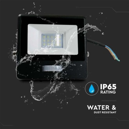 V-TAC PRO Faro LED Chip Samsung 10W con Sensore PIR Cavo 1m Colore Nero 6500K IP65