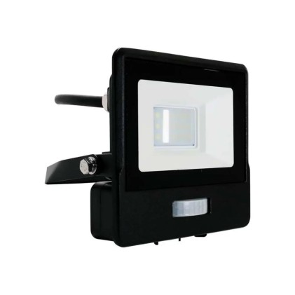 V-TAC PRO Faro LED Chip Samsung 10W con Sensore PIR Cavo 1m Colore Nero 6500K IP65