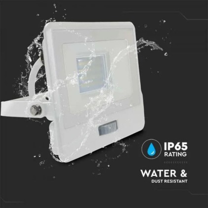 V-TAC PRO Faro LED Chip Samsung 20W con Sensore PIR Cavo 1m Colore Bianco 4000K IP65