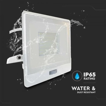 V-TAC PRO Faro LED Chip Samsung 50W con Sensore PIR Cavo 1m Colore Bianco 3000K IP65