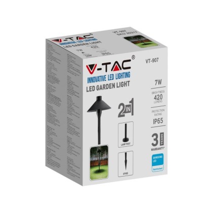 V-TAC PRO Piantana LED da Giardino 7W Chip Samsung con Picchetto Colore Nero 3000K IP65