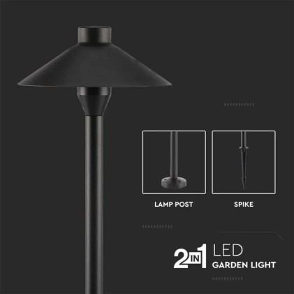V-TAC PRO Piantana LED da Giardino 7W Chip Samsung con Picchetto Colore Nero 6400K IP65