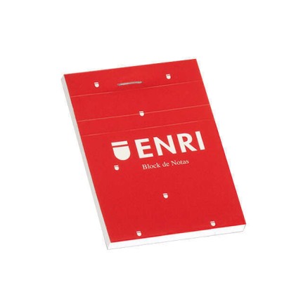 Blocco note pinzato Enri formato A7 liscio - 80 fogli microperforati - Copertina morbida rossa