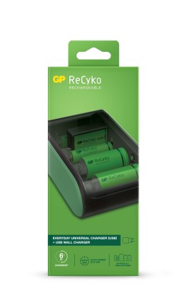 Caricabatterie USB universale GP ReCyko - Carica batterie: AA, AAA, C, D e 9V