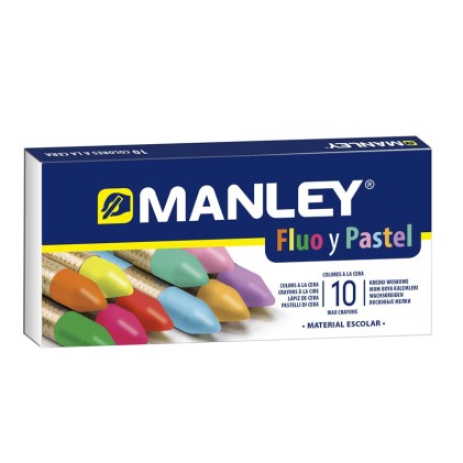 Manley Pack 10 Manley Waxes Colori Speciali (Fluo+Pastello) - Cere Morbide dal Tratto Morbido - Grande Variet&agrave; di Tecniche e Applicazioni - Colore Speciale (Fluo+Pastello) - Colori Assortiti