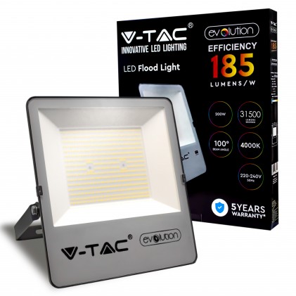 V-TAC PRO Faro LED Chip Samsung 200W 185LM/W Colore Nero 4000K IP65