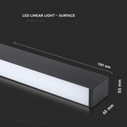 V-TAC PRO Plafoniera LED Chip Samsung 40W Lineare Colore Nero 6500K