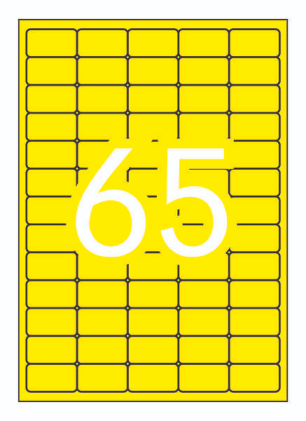 Etichette Apli gialle fluorescenti confezione da 1.300 38,1x21,2 mm - 20 fogli x 65 etichette - Adesivo permanente - Bordi dritti