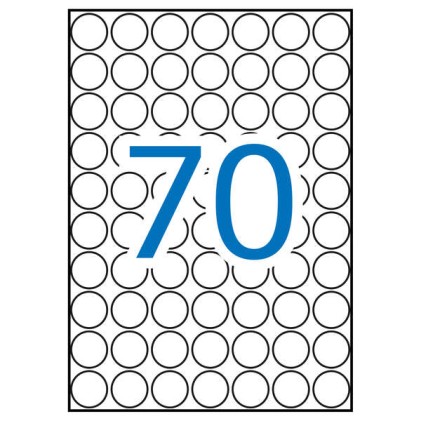 Apli Confezione da 1.050 Etichette Rotonde Ø 19mm - 15 Fogli A5 da 70 Etichette - Adesivo Permanente - Bianco