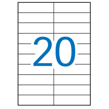 Apli Confezione da 300 etichette rettangolari 21 x 74,6 mm - Formato A5 - 15 fogli x 20 etichette - Adesivo permanente - Bordi dritti - Colore bianco