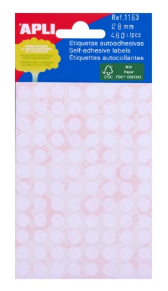 Etichette Apli Minibag bianche &Oslash; 8,0 mm 5 fogli
