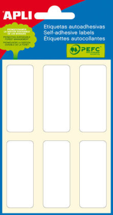 Apli Confezione da 36 etichette 20x50mm - 6 fogli da 6 etichette - Adesivo permanente - Bordi arrotondati - Bianco