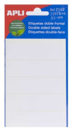Etichette frontali doppie Apli bianche 20,0 x 75,0 mm
