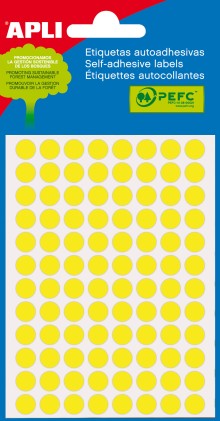 Apli Etichette per mini buste gialle fluorescenti &Oslash; 8,0 mm 3 fogli