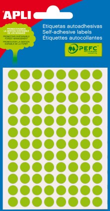 Etichette Apli verde fluorescente Ø 8,0 mm 3 fogli