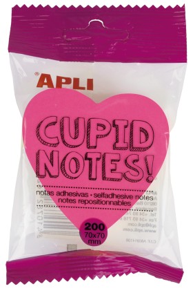 Apli Note Adesive Cuore 70x70mm - Blocco 200 Fogli - 4 Colori Assortiti - Fluorescente