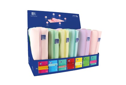 Oxford Kangoo Live & Go Espositore da 22 astucci Rettangolari (10 piccole, 8 medie, 4 grandi) - Elastico per attaccarlo al Notebook - Colori Assortiti