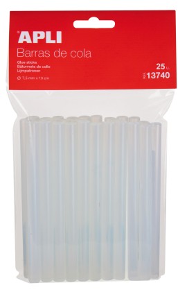 Apli Confezione da 25 Barre Fusibili a Caldo Ø7,5mmx10cm - Precisione e Pulizia nei tuoi Lavori - Non Gocciola - Compatibile con Pistole Ø7.5mm