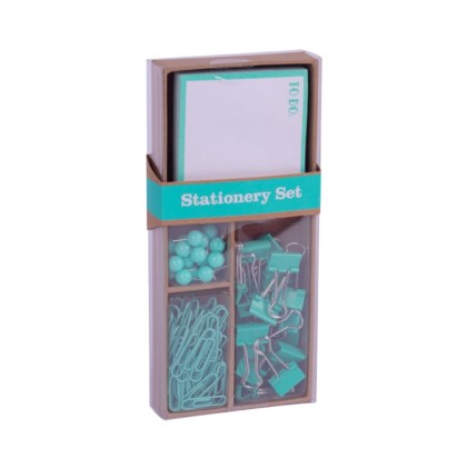 Set da ufficio Apli Fluor Collection - 25 puntine, 80 clip da 28 mm, 20 clip pieghevoli da 19 mm e 100 fogli di foglietti adesivi verde fluo - Design moderno e sorprendente - Prodotto riposizionabile per esposizione 17684