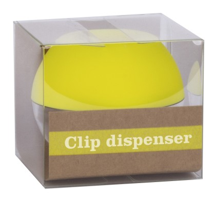 Dispenser Clip Apli Fluor Collection - Ø 70x60 mm - Coperchio Magnetico "Soft Touch" - Include 50 Clip Giallo Fluo 28 mm