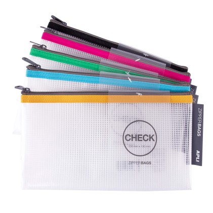 Buste Apli Porta-Todo in Gomma Eva Trasparente - Controlla Misura (230x130mm) - Morbide, Resistenti e Durevoli - Chiusura Sicura con Zip - Colori Assortiti