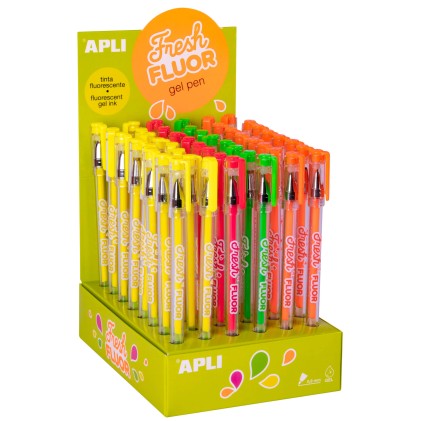 Apli Gel Pen Fresh Fluor - 48 penne a inchiostro gel fluorescente - Asciugatura rapida e lunga durata - Spessore scrittura 1 mm