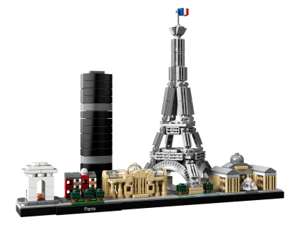LEGO 21044 Parigi, 649 pezzi, con Torre Eiffel e Museo del Louvre, Modellismo Monumenti, Set da Collezione Skyline