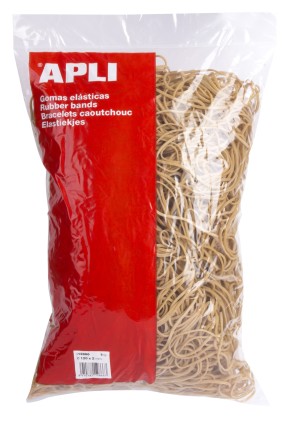Fasce Elastiche Apli Ø 120 x 2mm - Contenuto 1kg - Grande Elasticità e Resistenza - 70% Gomma Naturale