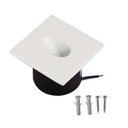 V-TAC Faretto LED Segnapasso Quadrato Montaggio a Incasso 3W Colore Bianco 4000K IP20