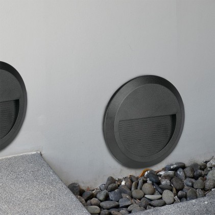 V-TAC Faretto LED Segnapasso Rotondo Montaggio a Plafone 2W Colore Nero 4000K IP65