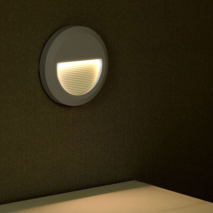 V-TAC Faretto LED Segnapasso Rotondo Montaggio a Plafone 2W Colore Grigio 3000K IP65