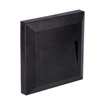 V-TAC Faretto LED Segnapasso Quadrato Montaggio a Plafone 2W Colore Nero 3000K IP65