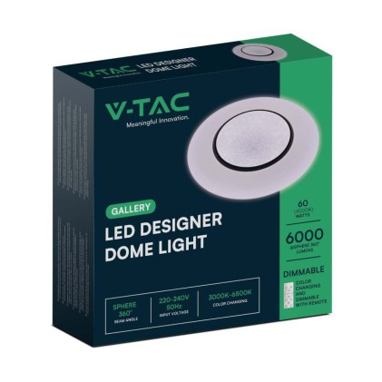 V-TAC Plafoniera LED Rotonda 60W con Telecomando Cambia Colore 3 in 1 Effetto Stellato d: 500mm h: 85mm Dimmerabile