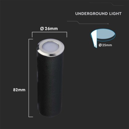 V-TAC Faretto LED Segnapasso a Cilindro da Interramento 0,5W Colore Argento 12V 3000K IP67 Driver non Incluso