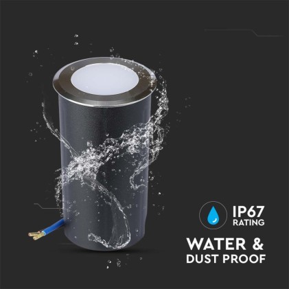 V-TAC Faretto LED Segnapasso a Cilindro da Interramento 1W Colore Argento 12V 6400K IP67 Driver non Incluso