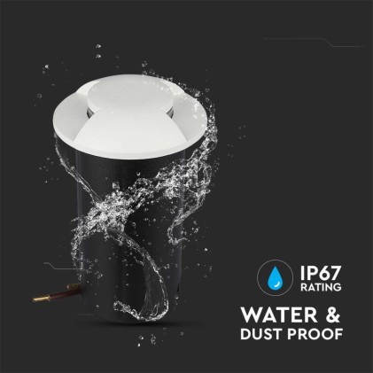 V-TAC Faretto LED Segnapasso a Cilindro da Interramento 1W Doppio Fascio Luminoso Colore Bianco 12V 6400K IP67 Driver non Incluso