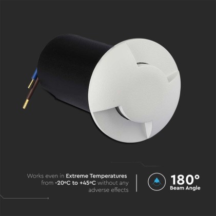 V-TAC Faretto LED Segnapasso a Cilindro da Interramento 1W Doppio Fascio Luminoso Colore Bianco 12V 6400K IP67 Driver non Incluso