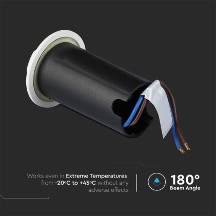 V-TAC Faretto LED Segnapasso a Cilindro da Interramento 1W con 4 Fasci Luminosi Colore Bianco 12V 3000K IP67 Driver non Incluso