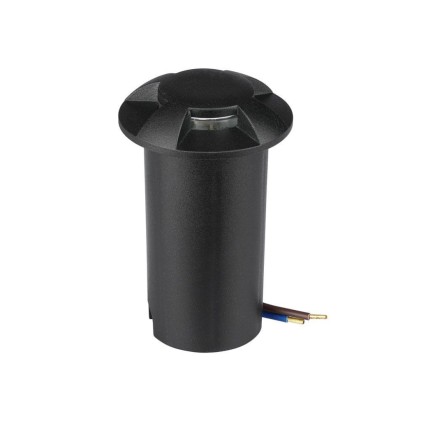 V-TAC Faretto LED Segnapasso a Cilindro da Interramento 1W con 4 Fasci Luminosi Colore Nero 12V 3000K IP67 Driver non Incluso