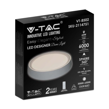 V-TAC Plafoniera LED Rotonda 60W con Telecomando Cambia Colore 3 in 1 d: 500mm h: 80mm Dimmerabile