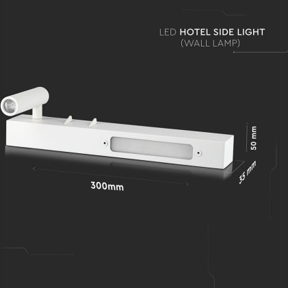V-TAC Applique da Hotel per Lettura con 2 LED 3W e 6W Colore Bianco 3000K