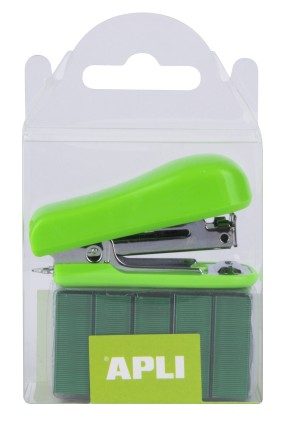 Cucitrice tascabile Apli Green - Misura 56mm per n. 10 punti - Include 2000 punti dello stesso colore - Ideale per la scuola e la casa
