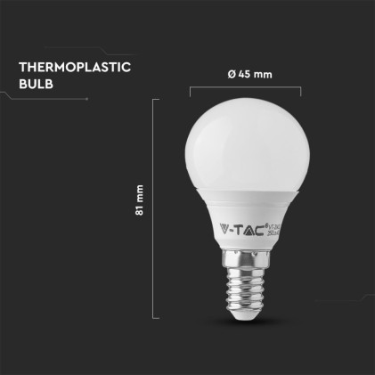 V-TAC PRO Lampadina LED Chip Samsung E14 5,5W P45 3000K