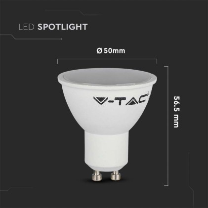 V-TAC Faretto LED GU10 SMD 4,5W 110° Copertura Satinata 6400K